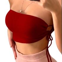 Kit 2 Tops Faixa Cropped Feminino Amarração Casual Multiuso Festa