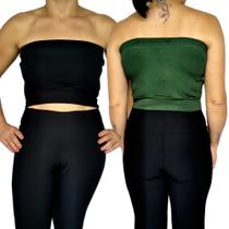 Kit 2 Tops Femininos Faixa sem alça Elástico Barra Cores Sortidas Viscolycra Pp ao Plus Size Kit 2 Tops Femininos Faixa sem alça Elástico Barra Cores Sortidas Viscolycra Pp ao Plus Size