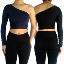 Kit 2 Tops Femininos Manga Longa Um Ombro Só Mula Manca Lisos Cores Sortidas Suplex Pp ao Plus Size Kit 2 Tops Femininos Manga Longa Um Ombro Só Mula Manca Lisos Cores Sortidas Suplex Pp ao Plus Size