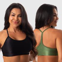 Kit 2 Tops Fitness Poliamida Canelado Com Bojo Resenha Sport Ideal para Academia e Treino com Conforto, Mobilidade e Alta Qualidade