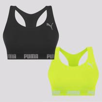 Kit 2 Tops Puma Sem Costura Preto e Amarelo Kit 2 Tops Puma Sem Costura Preto e Amarelo