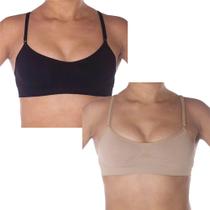 Kit 2 Tops Selene Regulável Sem Costura Feminino - Preto e Nude