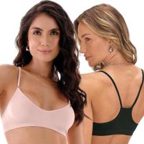 Kit 2 Tops Zee Rucci Nadador Sem Bojo Alça Fina Sem Costura