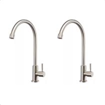 kit 2 torneira de cozinha bancada 1/4 de volta inox escovado