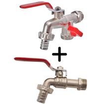 Kit 2 Torneira Esfera Para Jardim e Tanque Maquina 1/2 Metal