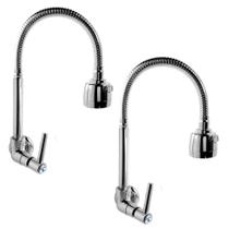 Kit 2 Torneira Gourmet Para Cozinha De Parede 1/4 De Volta Com tubo Flexível Kit 2 Torneira Gourmet Para Cozinha De Parede 1/4 De Volta Com tubo Flexível