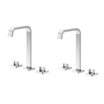 Kit 2 Torneira Misturador para Banheiro Bica Alta com Válvula de Escoamento Virtus Roca Cromado Kit 2 Torneira Misturador para Banheiro Bica Alta com Válvula de Escoamento Virtus Roca Cromado