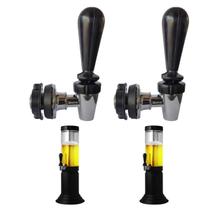 Kit 2 Torneiras Chopeira Torre Chopp em ABS preto e cromado