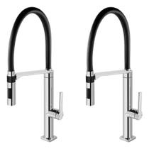 Kit 2 Torneiras Misturador Monocomando Docol Cromado Preto