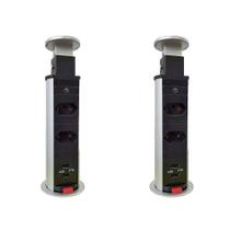 Kit 2 Torres de Tomada Multiplug 2 tomadas com 2 entradas USB