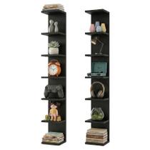 Kit 2 Torres Parede Prateleira Organizador Estante Decoração Nicho Suspenso MDF Madeira ALBERGONI