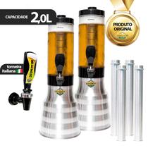 Kit 2 Torres Portatil De Chopp Base Giratória 2L 4 Refis Congelantes e Alça de Transporte