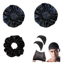 Kit 2 Touca Cabelo Cetim , 2 Toucas Wave Nero, Xuxinha Cetim