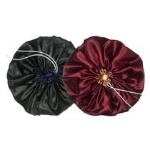 Kit 2 Touca Cetim Marsala/Preto Ajustável Anti Frizz Dupla Kit 2 Touca Cetim Marsala/Preto Ajustável Anti Frizz Dupla