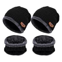 kit 2 touca gorro cachecol forrada unissex adulto infantil estiloso frio inverno