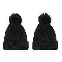 Kit 2 Toucas De Tricô Com Pom Pom Inverno Preto Tam Unico