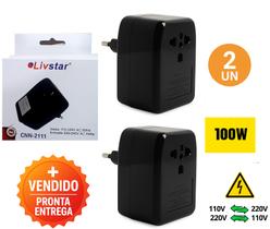 Kit 2 Transformador Conversor de Voltagem Bivolt 220v/110v 100W Portátil Tomada Universal Kit 2 Transformador Conversor de Voltagem Bivolt 220v/110v 100W Portátil Tomada Universal