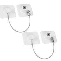 Kit 2 Trava Tranca para Geladeira Freezer Porta Janela Gaveta Não Precisa Furar Com Chave