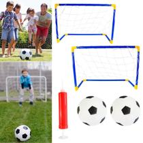 Kit 2 Traves de Futebol Brinquedo Infantil Trave Gol Golzinho com Rede + 2 Bolas e 2 Bombas de ar