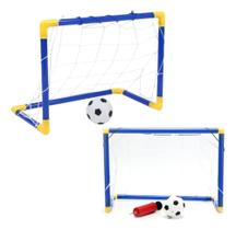 Kit 2 Traves Futebol Infantil Mini Golzinho +2 Bola 2 Bomba