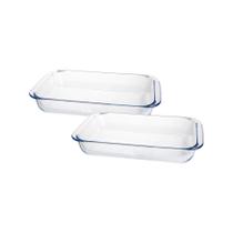 Kit 2 Travessa Assadeira de Vidro Borossilicato Retangular Forno Servir 2,2l Kit 2 Travessa Assadeira de Vidro Borossilicato Retangular Forno Servir 2,2l