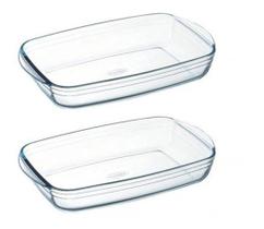 Kit 2 Travessa Assadeira Lasanheira Retangula Vidro Nadir 4l Kit 2 Travessa Assadeira Lasanheira Retangula Vidro Nadir 4l