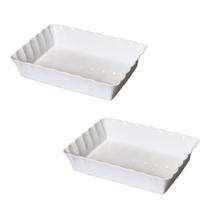 Kit 2 Travessa Canelatta LE CHEF Branca 30,5x22x6,5Cm