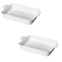 Kit 2 Travessa Com Alça LE CHEF Branca 35,5X21,5X8,5 Cm