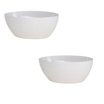 Kit 2 Travessa Oval Com Friso LE CHEF 28x19,5x11Cm Branca