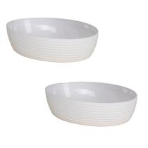 Kit 2 Travessa Oval Com Friso LE CHEF 33,5X23,5X6Cm Branca Kit 2 Travessa Oval Com Friso LE CHEF 33,5X23,5X6Cm Branca