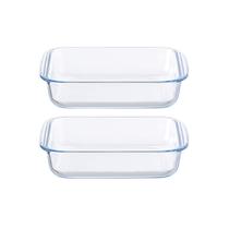 Kit 2 Travessa Quadrada Marinex Lasanheira Assadeira Forno 1800ml Essencial Prática Elegante
