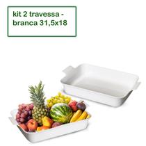 Kit 2 Travessa Saladeira Petisqueira Retangular c/ Alça 31,5X18,5X8,5 CM Kit 2 Travessa Saladeira Petisqueira Retangular c/ Alça 31,5X18,5X8,5 CM