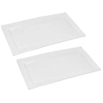 Kit 2 Travessas 35x20cm Wolff Melamina Branca Cozinha Bandeja Rasa Servir Sushi Porções