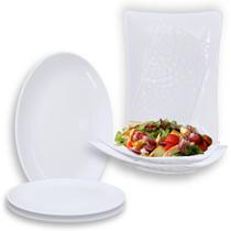 Kit 2 Travessas 37,3 Cm para Salada / Fruteira + 2 Travessas Ovais 33 Cm Melamina Restaurante Buffet Bestfer