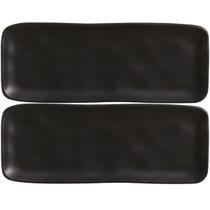 Kit 2 Travessas Cerâmica Preto Fosco 33x13cm Bandeja Sushi P Kit 2 Travessas Cerâmica Preto Fosco 33x13cm Bandeja Sushi P
