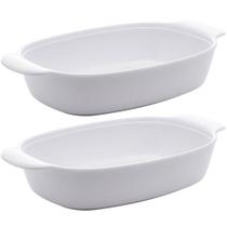 Kit 2 Travessas de Melamina Brancas 23cm Milão Lyor com Alças Laterais para Servir