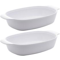 Kit 2 Travessas de Melamina Brancas 23cm Milão Lyor com Alças Laterais para Servir Kit 2 Travessas de Melamina Brancas 23cm Milão Lyor com Alças Laterais para Servir
