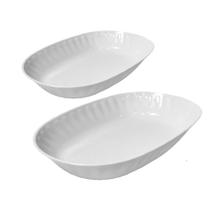 Kit 2 travessas de melamina oval funda branco 25cm / 30cm