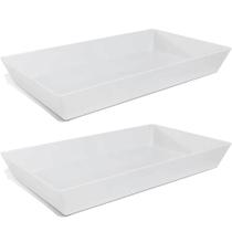 Kit 2 Travessas Melamina 53x32cm Branca Restaurante Buffet Haus Concept