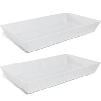 Kit 2 Travessas Melamina 53x32cm Branca Restaurante Buffet Haus Concept
