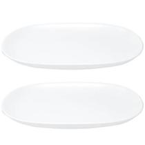 Kit 2 Travessas Oval Melamina 26x17cm Rasa Buffet Branca Restaurante Salada Petiscos Aperitivos Bar - Haus Concept