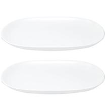 Kit 2 Travessas Oval Melamina 26x17cm Rasa Buffet Branca Restaurante Salada Petiscos Aperitivos Bar