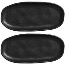 Kit 2 Travessas Rasas 16,5x8cm Orgânico Preto Cerâmica Mesa