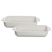 Kit 2 Travessas Refratárias 3L Porcelana Branca Assar Servir 37cm Blanc New Bone China