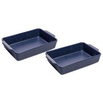 Kit 2 Travessas Refratárias Cerâmica Wolff Mist Azul Matte 36cm Assadeira Retangular com Alças Kit 2 Travessas Refratárias Cerâmica Wolff Mist Azul Matte 36cm Assadeira Retangular com Alças