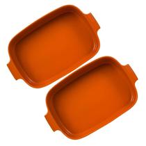 Kit 2 Travessas Retangulares 28x17cm Laranja Germer Porcelana Assar e Servir Refratária