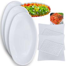 Kit 2 Travessas Salada Buffet 30,5cm Quadrada + 3 Travessas Ovais 45,5cm Restaurante Profissional Melamina Bestfer