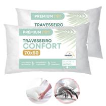 Kit 2 Travesseiro Antialérgico 70x50cm Fibra Siliconada Antiácaro Antimofo Macio e Confortável