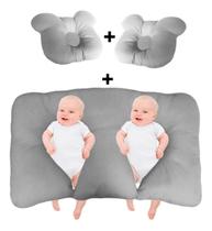Kit 2 Travesseiro Bebe Anatômico Almofada Amamentação Gemeos