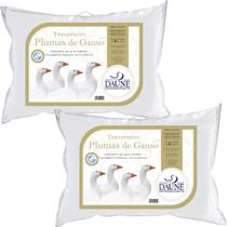 Kit 2 Travesseiro Daune Pluma De Ganso 200 Fios 50x70cm Cor Branco